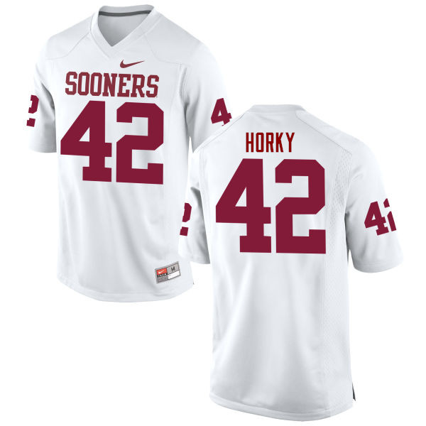 Men Oklahoma Sooners #42 Wesley Horky College Football Jerseys Game-White - Click Image to Close